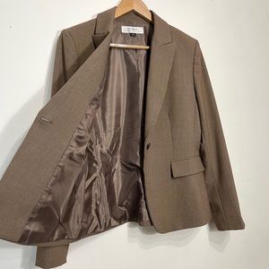 Tahari Brown Women's Single-Button Tailored Blazer